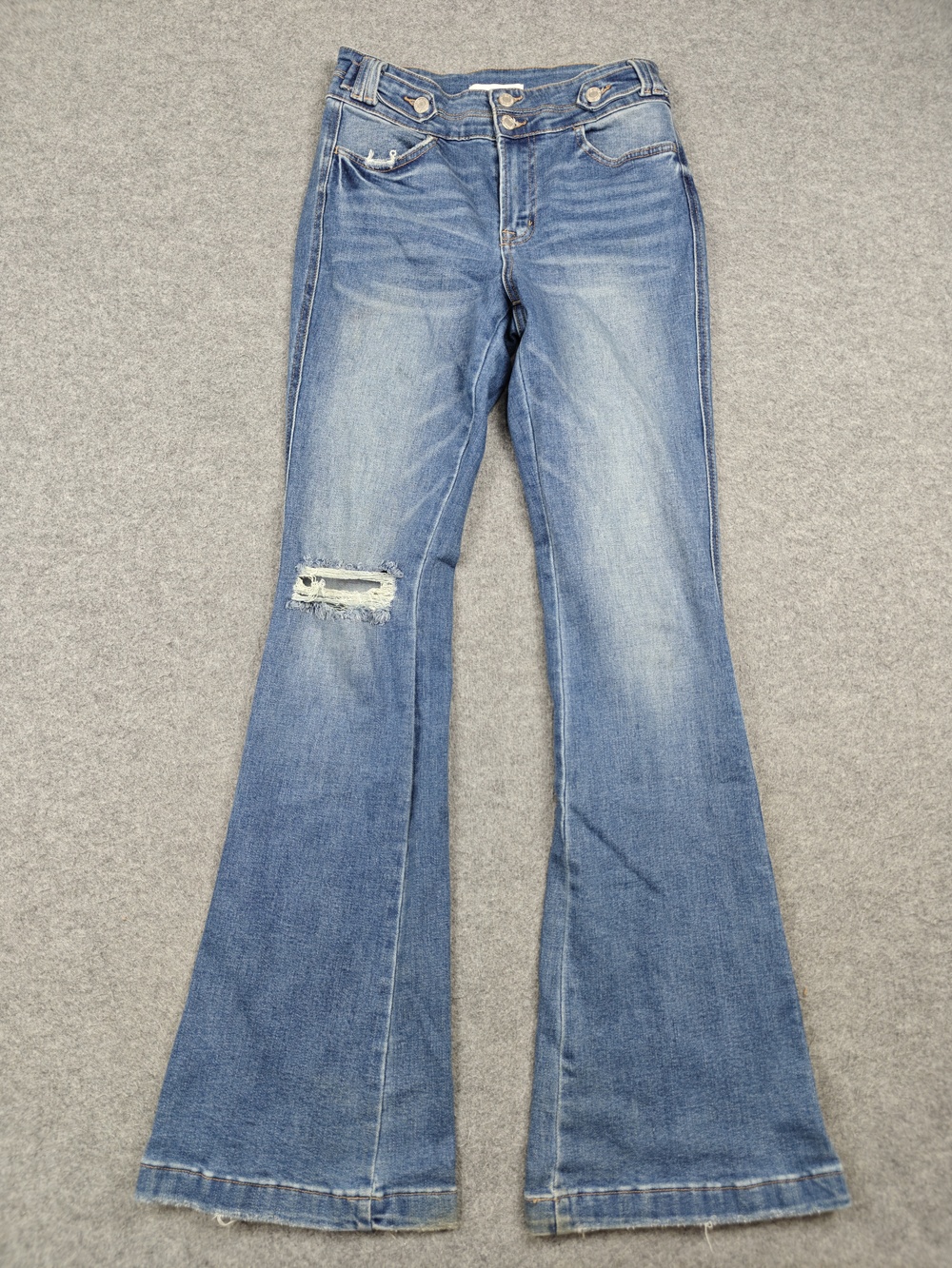 Vervet Jeans Womens 28 Blue Medium Wash Flared Mid Rise Distressed Stretch